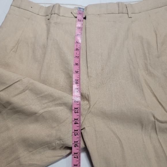 Trust 3X Tan Beige Linen Blend Short Sleeve Button Up Pocket Shirt & 44/30 pants - Picture 5 of 11